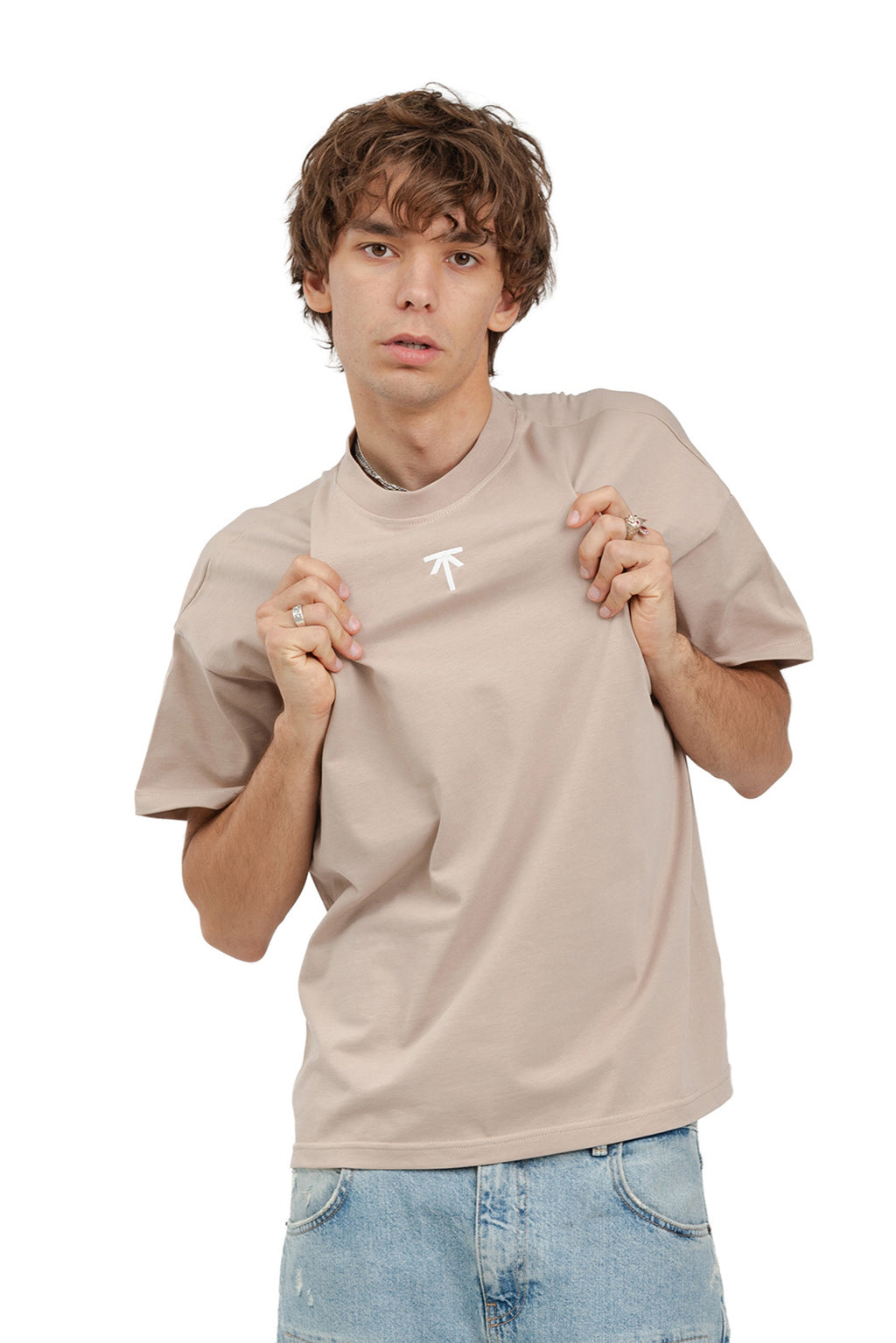 Koszulka boxy Basic - Beige